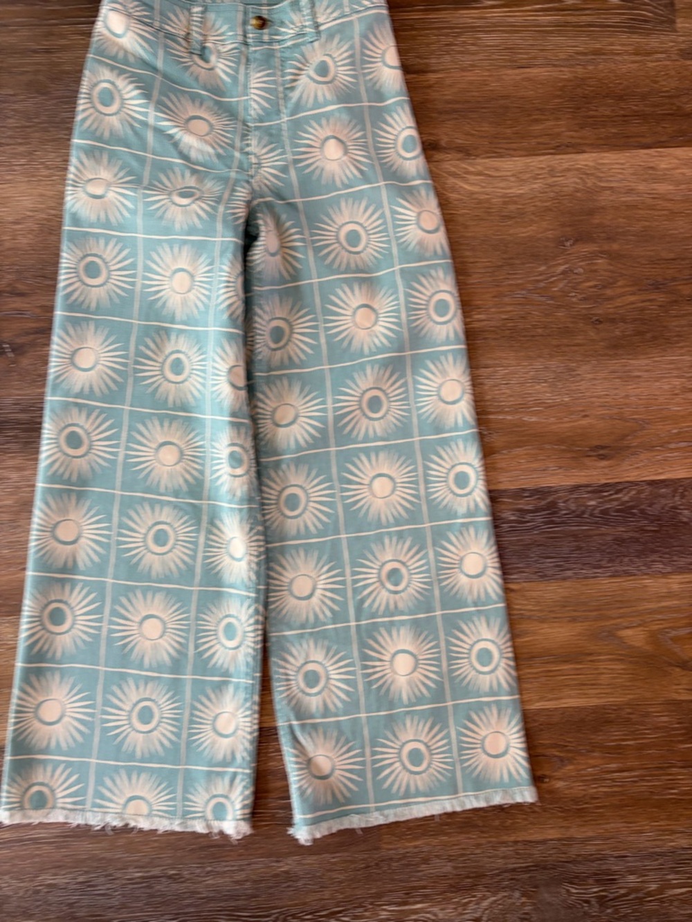 NWOT  Billabong Free fall Print Wide Leg Twill Pants in misty blue size 26 - Picture 6 of 11